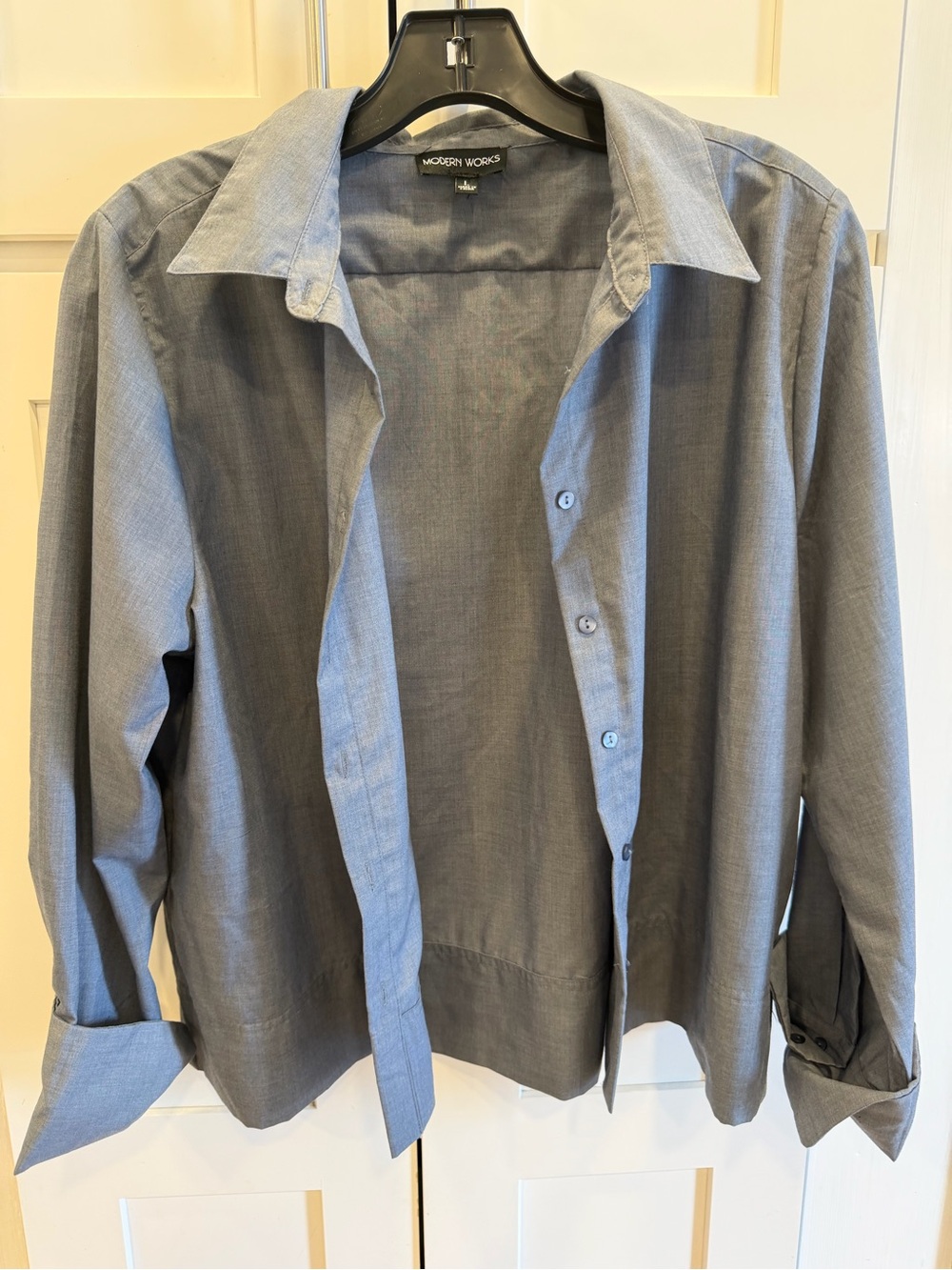 Modern Works Lightweight Button-Up Shirt in Heather Blue/Gray